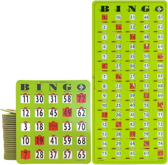 MR CHIPS 100 Bingo Cards with Sliding Windows and Master Board