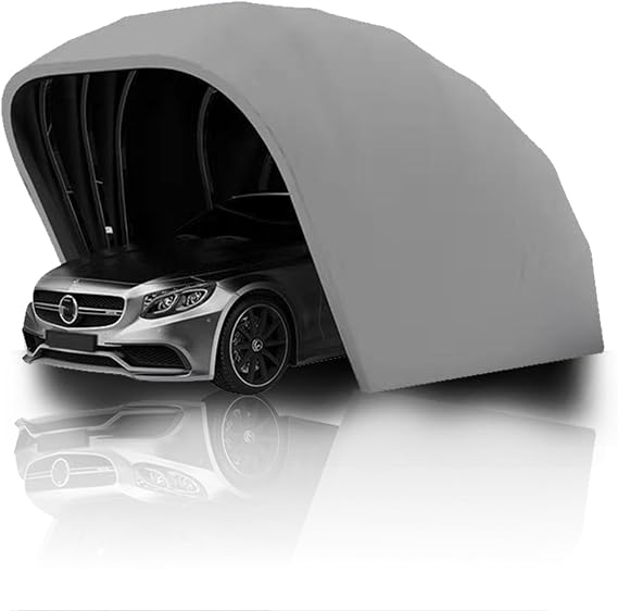 All Weather Proof Carport, Heavy Duty Carport, Portable Stainless Steel Garage, Retractable Folding Automatic Car Tent, for Car, Boat, Car Canopy with All-Season Tarp,Grey,automatic