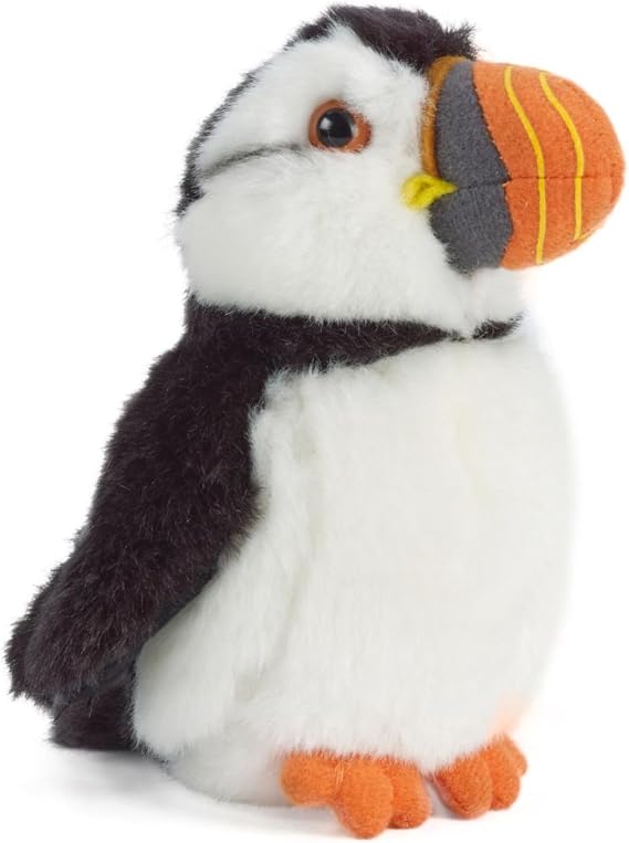 Living Nature Small Puffin, Realistic Soft Cuddly Bird Toy, Naturli Eco-Friendly Plush, 12cm, White