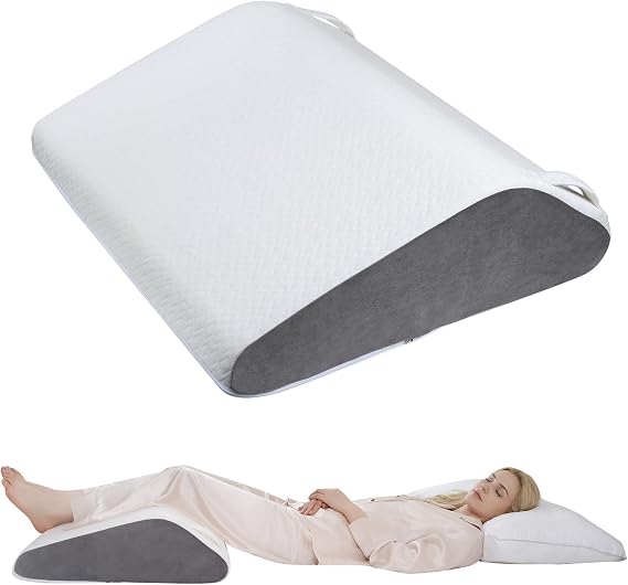 Vekkia Knee Wedge Pillow for Back Sleeping, 7" Leg Pillow with Dual Handles