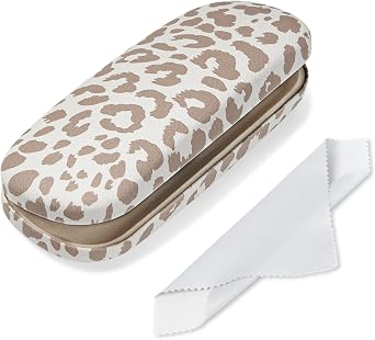 Glasses Case Hard Shell, Leather Protective Case for Sunglasses with Cleaning Cloth, Cute Eyeglass Cases for Women