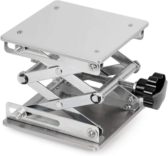 stonylab 6 x 6 inch Lab Scissors Jack, 150 x 150mm Stainless Steel Laboratory Support Jack Platform Lab Lift Stand Table, Expandable Lift Height Range from 75mm to 260mm, Support Weight 10KG