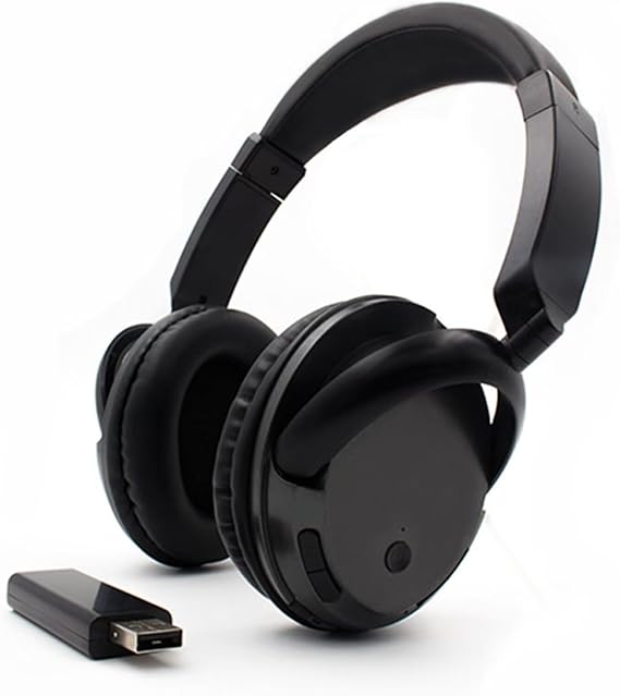 Comfortable Portable Multifunction TV Headphones,Hi-fi Stereo Over Ear Wireless Headset with FM 3.5mm Audio,2.4GHz Transmitter,RCA and 3.5mm Stereo Adapter
