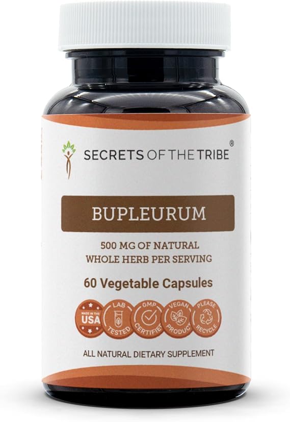 Secrets of the Tribe Bupleurum 60 Capsules, 500 mg, Bupleurum Chinense Dried Root (60 Capsules)