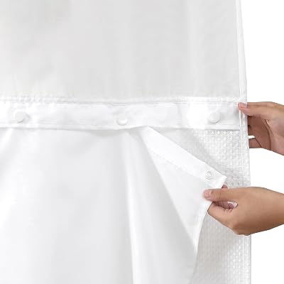 2 Pack Fabric Snap-in Shower Curtain Liner Replacement,Compatible with Hookless Shower Curtain with Snap in Liner, Removable & Water-Repellent,Machine Washable,70x54,White