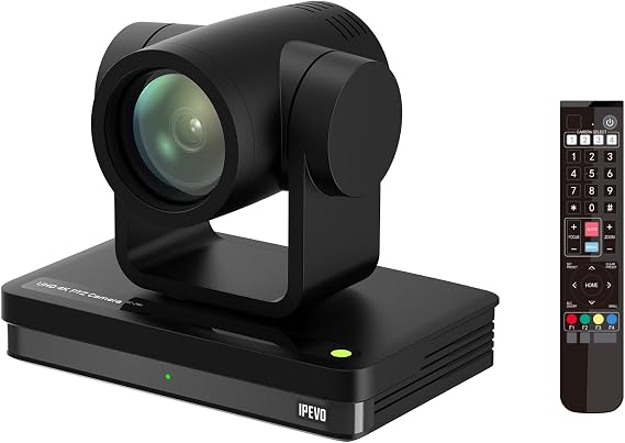 IPEVO VC-Z4K UHD 4K PTZ Camera: 1/2.8" HD CMOS, 12X Optical Zoom, AI AutoTracking, HDMI/USB-C, LAN, PoE. Ideal for Education, Video Conferencing, Church, Live Streaming on YouTube, OBS, Zoom - Black