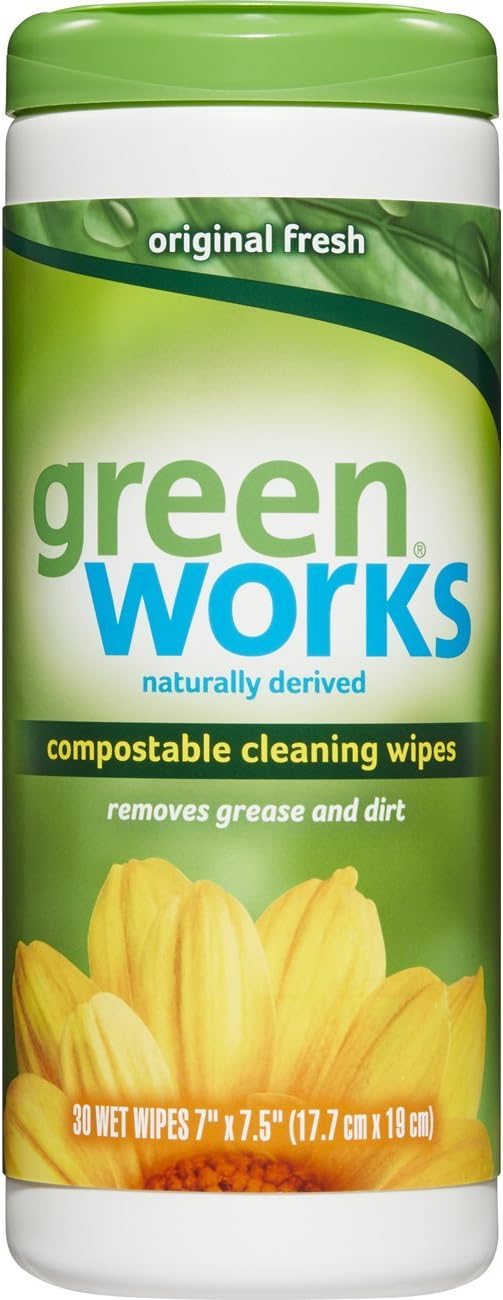 Green Works Compostable Cleaning Wipes, Biodegradable Cleaning Wipes - Original Fresh, 30 Count