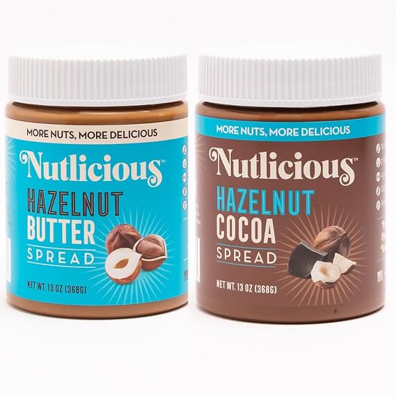 Nutlicious, Hazelnut Butter & Hazelnut Cocoa Spread, made in USA