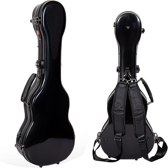 Crossrock Fiberglass Baritone Ukulele Hard-Shell Case, 15mm padding, 4 latches, Backpack Style in Black(CRF1000BUBK)