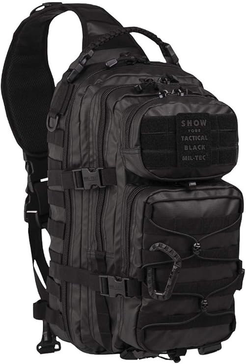 Mil-Tec One Strap Backpack Us Style Assault Pack (Tactical Black/Large)