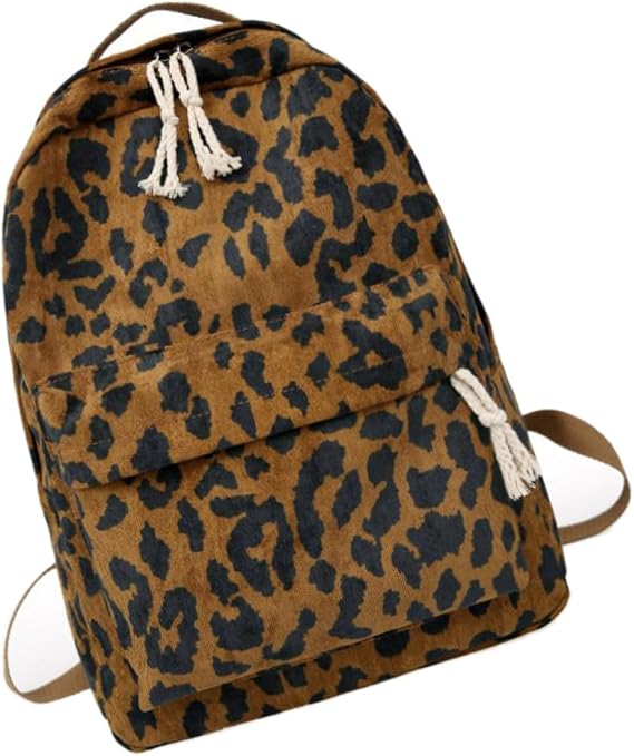 Toyvian Backpack Wide Shoulder Straps Leopard Print Large Capacity for Students with Comfortable Wearing and Small Front Pocket, for School and Outdoor Use