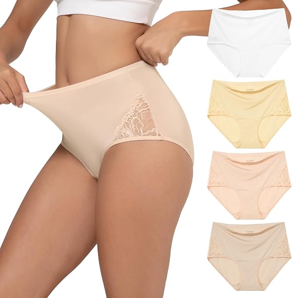 INNERSY Women's Lace Underwear Full Coverage Briefs 4 Pack
