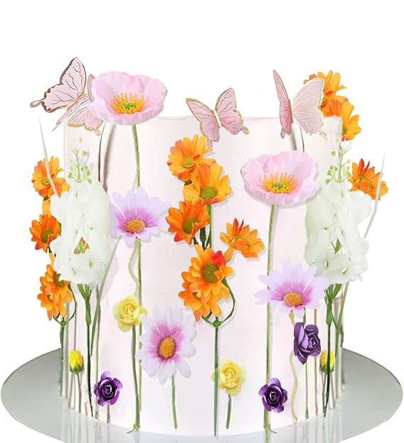 Wildflowers Cake Topper Flower Bloom Cake Decor with Butterfly for Spring Caek Baby in Bloom Baby Shower Birthday
