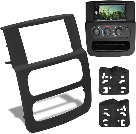 ECOTRIC High Grade Double DIN Stereo Dash Kit Compatible with 2002-2005 Dodge Ram 1500 2500 3500 Pickup Black Without Wiring Harness