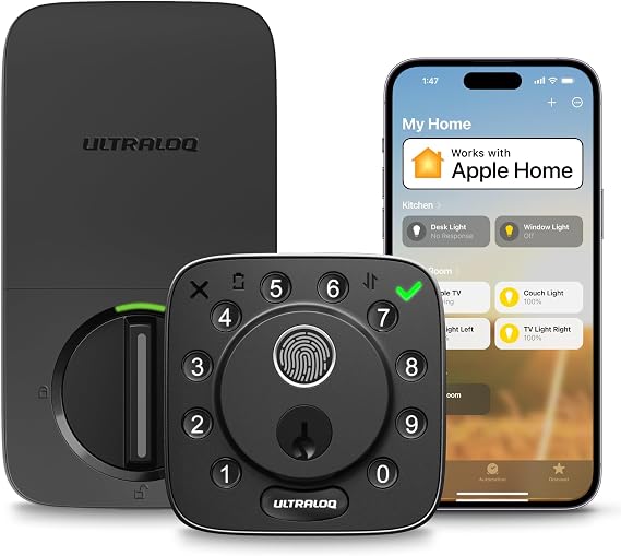 ULTRALOQ Bolt Fingerprint WiFi Smart Lock with Sensor,Works with Apple Home | Supports Alexa, Google, SmartThings, Built in WiFi Deadbolt with App Code, Remote Access, Auto Unlock, Auto-Lock, BHMA
