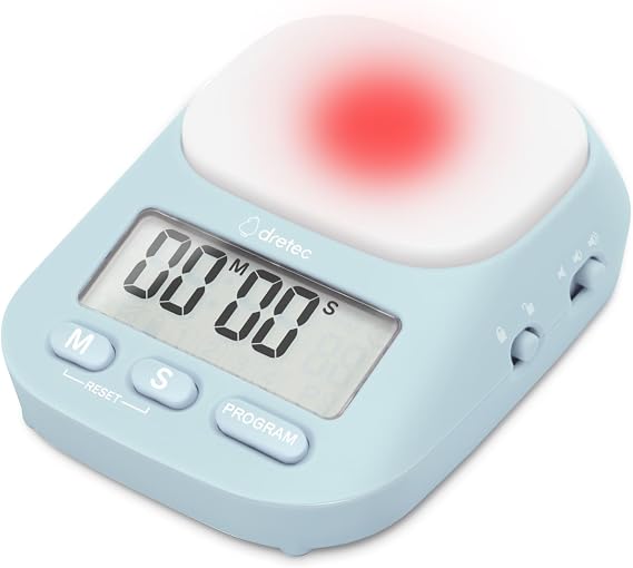 dretec Learning Timer "My Routine" Study Countdown Silencing Volume Switching Function Maximum 199 Minutes 55 Seconds Repeat Interval Study Clock Function Multiple Settings Loop Light Blue