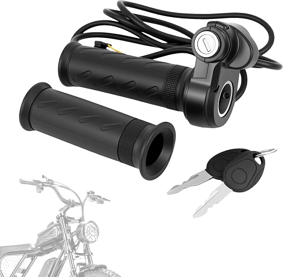 Ebike Full Twist Throttle Grip with 2 Keys Compatible with Ridstar Q20/Q20 Pro Lite E-Bike,3-Pin Electric Bike Throttle Waterproof Smooth Acceleration Control