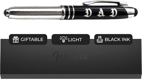 Inkstone DAD Engraved Multi-function Luxury Gift Pen with Flashlight, Touch Stylus, and Writing Tip - Father's Day Christmas Birthday Gift Idea for Dad from Son Daughter