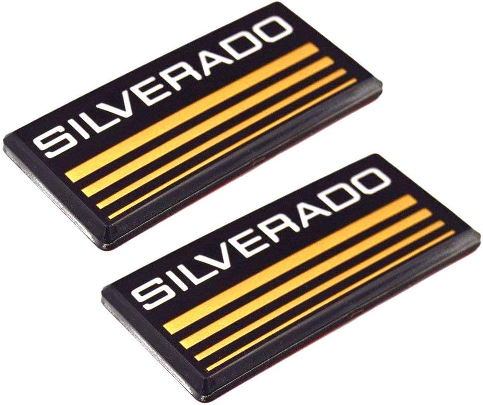 2pcs Cab Emblem Badge Side Roof Pillar Decal Plate for Chevy Silverado 88-98 90 91 Suburban Tahoe Yellow line