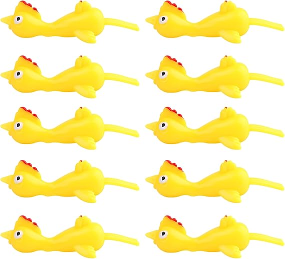 10 Pack Rubber Chicken Launchers, Stretchy Flying Chickens Flick Toys,Funny Toys Flight Gifts,Flying Novelty Prank Prop for Party &amp; Entertainment,for Adult Team Building,Christmas, Easter Party Favors