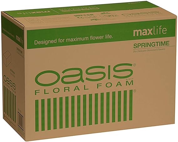 Oasis Dry Floral Foam Bricks for Decorative Arrangement - Durable and Easy to Cut Dry Foam Bricks for Artificial Flowers to Holds Largest Silk Stems - 9" x 4" x 3" - Case of 48 - Green