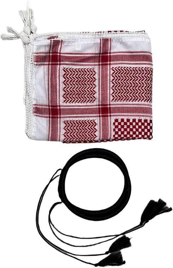Men's Arab Shemagh Scarf Black Breathable Ethnic Headwear Keffiyeh Scarf For Cultural Event And Traditional Occasion