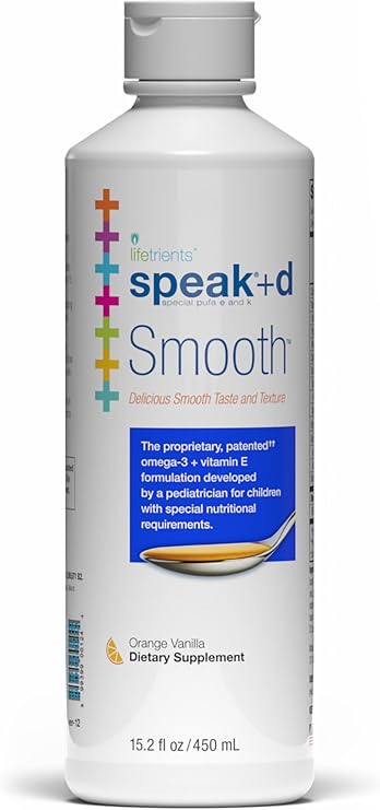 Lifetrients Speak+D Smooth Kids Omega-3 Smoothie with Vitamin D3 Pediatric Specialist Developed Sugar-Free, Xylitol Sweetened Orange Vanilla 15.2 oz