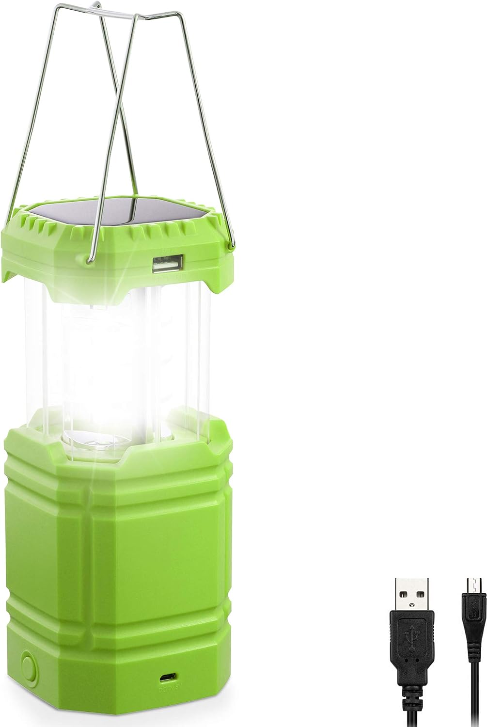 Camping Lantern, Rechargeable Camping Lights with Solar, Hand Crank and USB Charger, Collapsible Tent Light with Handles, Portable Electric LED Light for Outdoor Camping and Tent [Energy Class A+++]
