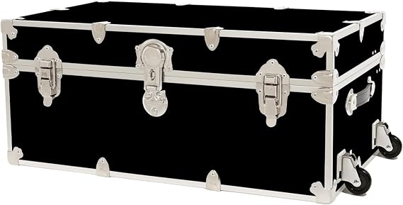 Rhino Trunk & Case Classic Large Trunk With Wheels 32"x18"x14", 1500+ lbs Capacity - Many Colors, Soft-Close Lid. Strong, USA Made Summer Camp Footlocker and Secure College Dorm Storage Chest