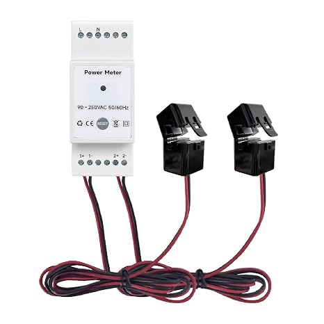 Smart Energy Meter, 2Pcs 500A CT Clamp Single Phase Voltage Current KWh Power Monitoring Meter 90-250VAC Smart Energy Monitor, Real Time Data