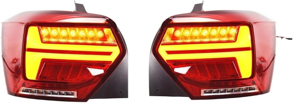 Taillight Lamp Assembly Rear Light Taillamp Bulb Compatible with VW VW Polo 2011 2012 2013 2014 2015 2016 2017, Dark Red