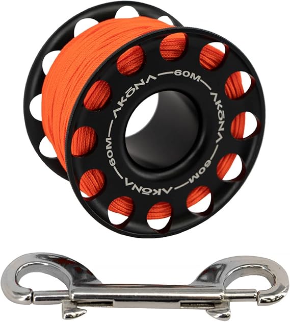 AKONA Spool with Double-Ended Stainless-Steel Clip for Scuba Diving