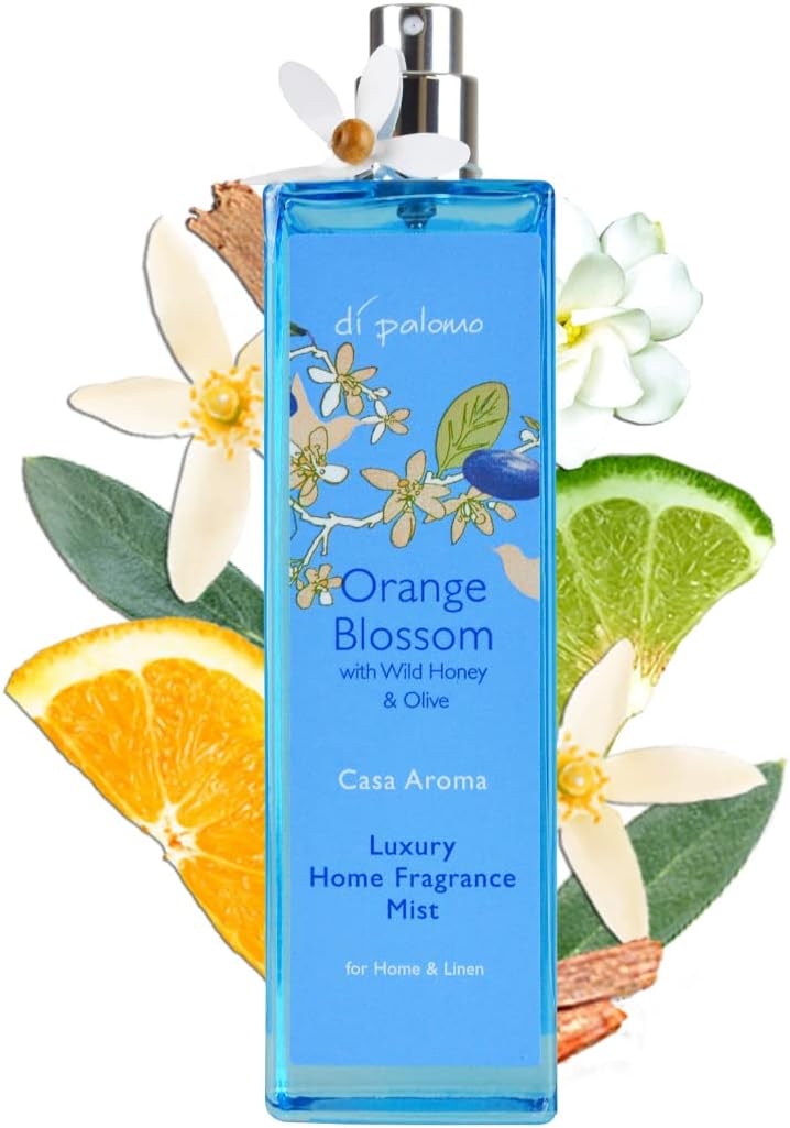 Di Palomo Orange Blossom Luxury Home Fragrance Mist 100ml. Air Fresheners for Home & Fabric Spray. Enjoy Fragrance in Every Room Spray. Air Freshener Room Spray for Home. Glass Bottle for Home Decor.