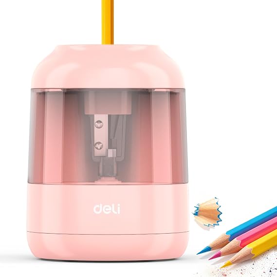 deli Electric Pencil Sharpener, Battery Operated, 6.58mm for Classroom