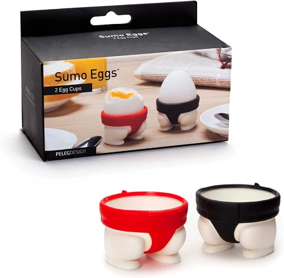 PELEG DESIGN Sumo Eggs Egg Cup Holders (Set of 2) | Egg Cups for Soft & Hard Boiled Eggs, Funny Sumo Design, Playful Kitchen Gift & Fun Breakfast Accessory