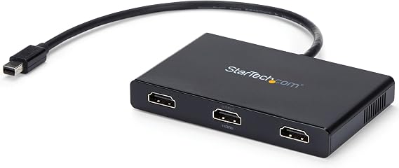 3-Port Multi Monitor Adapter - Mini DisplayPort to HDMI MST Hub - Triple 1080p/Dual 4K 30Hz - Video Splitter for Extended Desktop Mode on Windows Only - mDP 1.2 to 3x HDMI (MSTMDP123HD) | 3-port multi monitor adapter, 60Hz, HBR2, Extended desktop mode, Windows only, Video splitter, 7.5in built-in cable