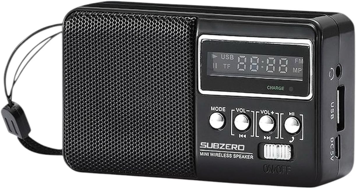 Bluetooth FM Kablosuz Hoparlör, USB-TF Kart-AUX Girişli, TWS Destekli, Taşınabilir Mini Radyo SB38 (SİYAH)