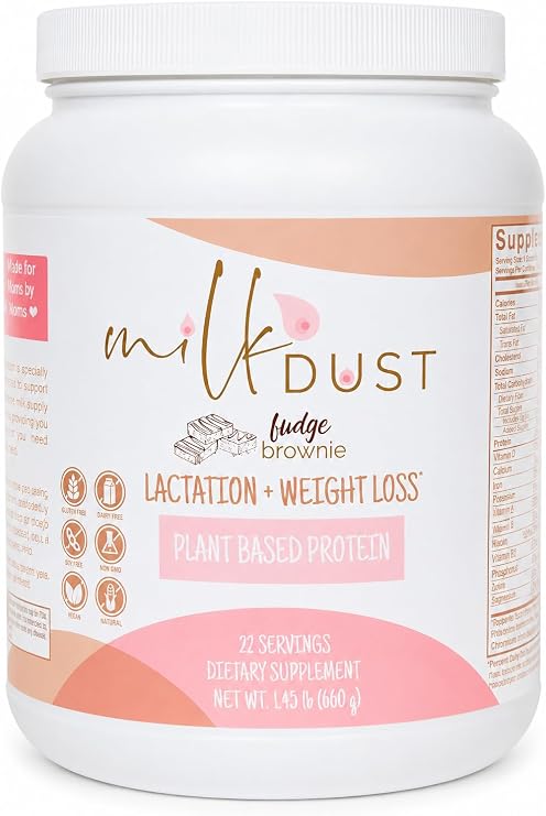 MILK DUST Lactation Protein Powder, Vegan, Boost Milk Supply, Fudge Brownie