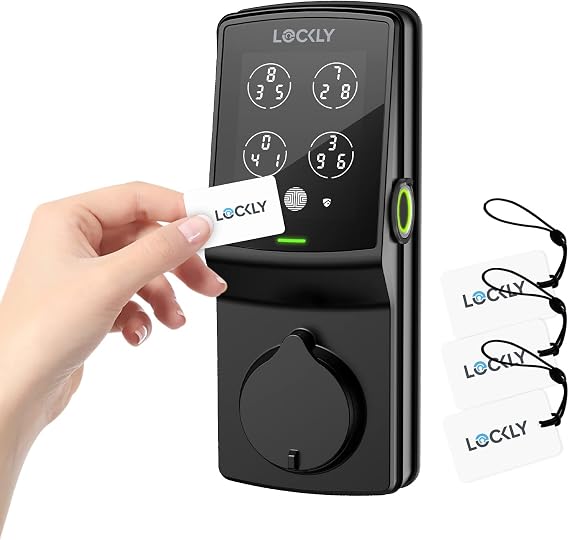 Lockly Secure Plus Smart Door Lock, Keyless Entry with Fingerprint & RFID Card, PIN Genie Keypad, App Control, Bluetooth Deadbolt, Auto-Lock & Easy DIY Installation, No Monthly Fees