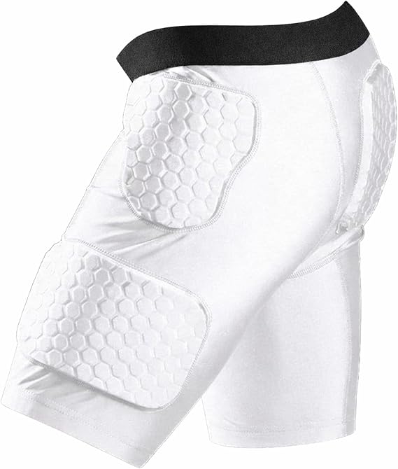 Mens Youth Football Girdle 5-Pads Padded Compression Shorts Hip Thigh Protector Girdle Football Pants for Baseball,Football,Basketball