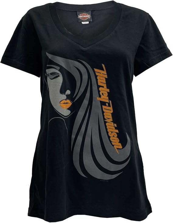 Harley-Davidson Women's Portrait V-Neck Short Sleeve Soft Fabric Tee