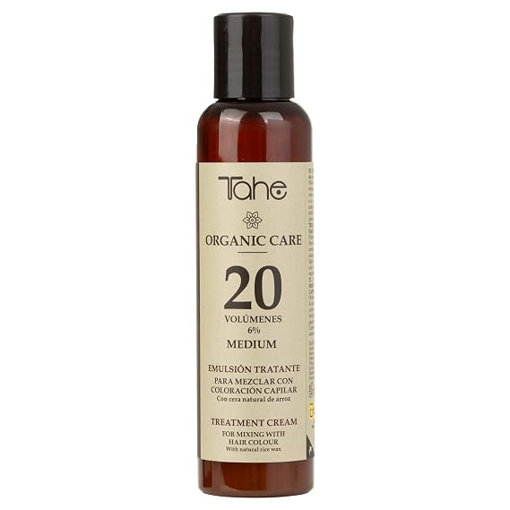 Tahe Organic Care Oxygenated Emulsion for Hair Coloring Mix, For Difficult Gray Coverage. ECO-certified and Animal Friendly ingredients. (20 Vol 100ml)