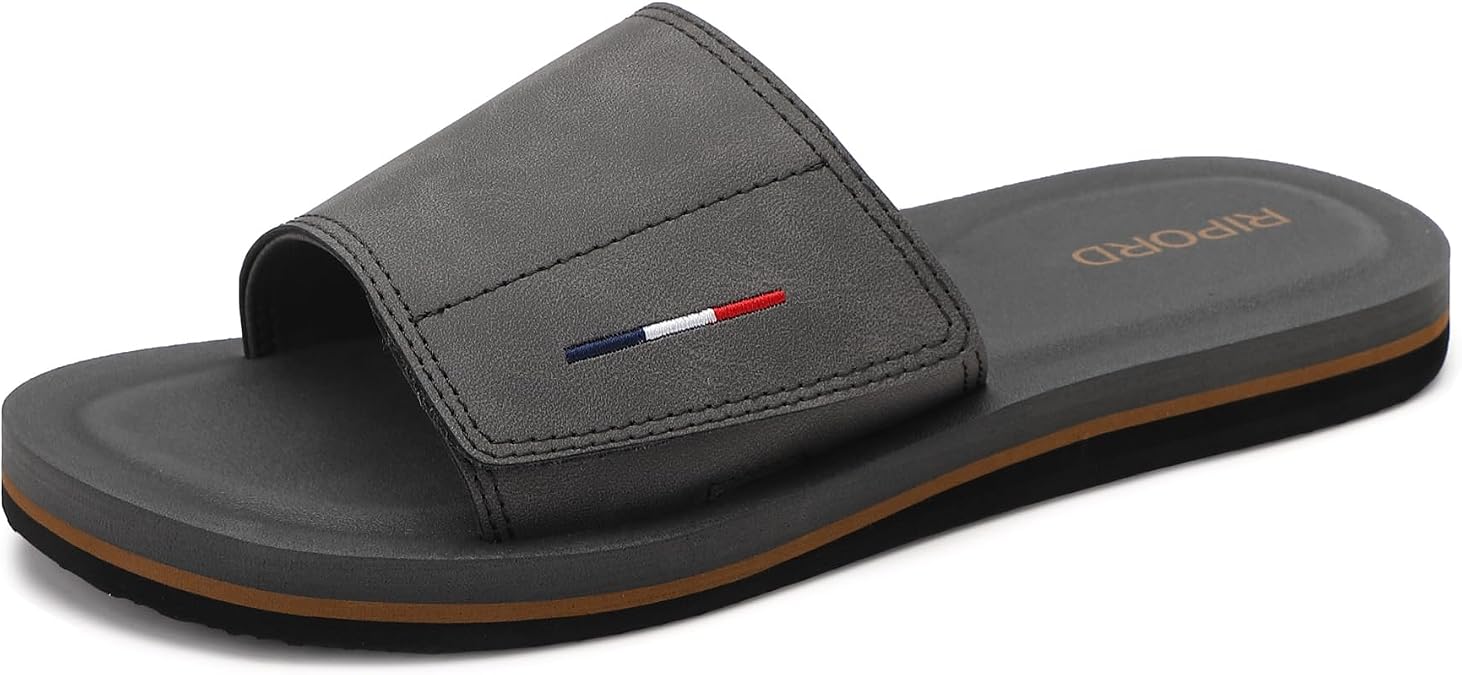 Mens Adjustable Slides Sandals Slip On Sandals | Comfortable Athletic Anti-Slip Slides Indoor Outdoor
