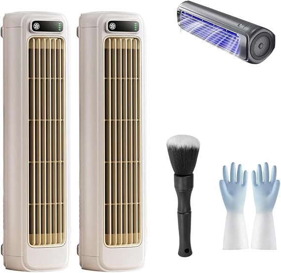 Brizaac Air Conditioner, Qinux Imwing Portable Air Cooler with 3 Speeds & LED Touch Screen, Libiyi Sherum Cooling Fan Quiet for Office Home, Ac Fans That Blow Cold for Bedroom(Beige-2pcs)