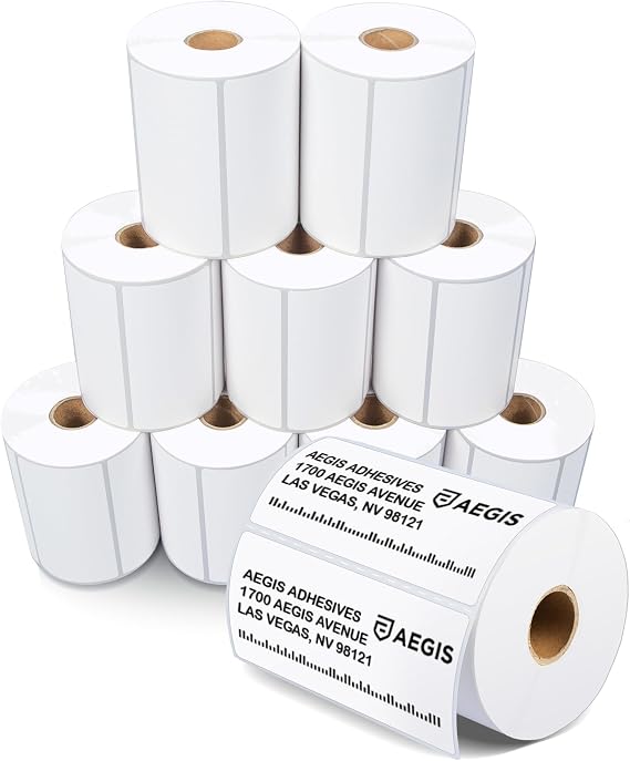 4" X 2" Direct Thermal Labels (7000 Count, 10 Rolls) | Inventory Barcode Stickers, FNSKU Labels, and Address Stickers - Compatible With Zebra and Rollo Printers - Aegis Adhesives