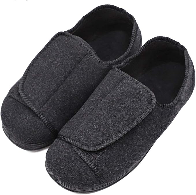 MEJORMEN Men's Diabetic Slippers Adjustable Touch Close Strap House Shoes Orthopedic Soft Comfortable Wide Width Footwear Relief for Wide Swollen Feet Edema Arthritis Elderly Men Dad Husband