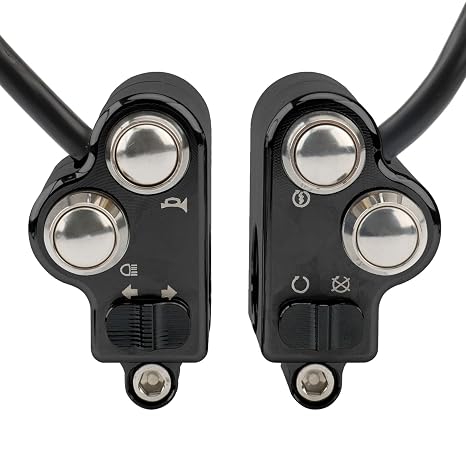 Motorcycle Handlebar Switch 1" 25mm Turn Signal Switch Headlight Starter Horn Power Controls Custom Switches for Harley Honda Suzuki Yamaha Kawasaki Victory Cafe Racer Chopper Bobber Universal