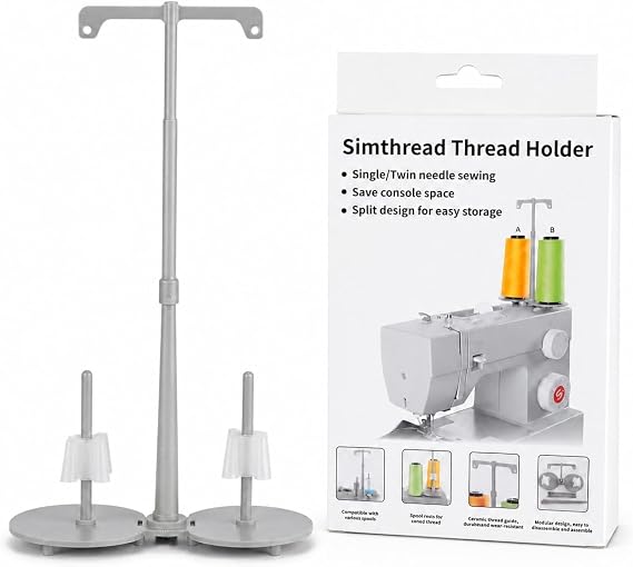 Simthread Gray ABS Dual Spool Thread Holder for Compatible Sewing Machines