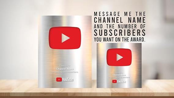 Custom YouTube Play Button Display Acrylic Plaque, Your Personalization on Your own Creator Award, Great idea Social Media Sign. (10x15cm / 4x6 Inches, Black), Message the name and number of follower