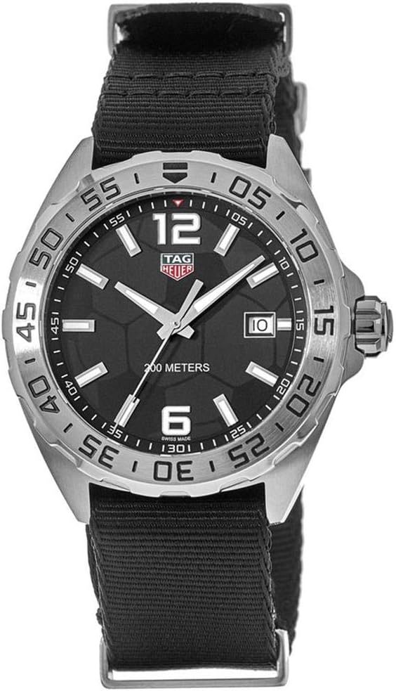 TAG Heuer Men's Black Nylon Band Steel Case Swiss Quartz Watch WAZ1015.FC8198